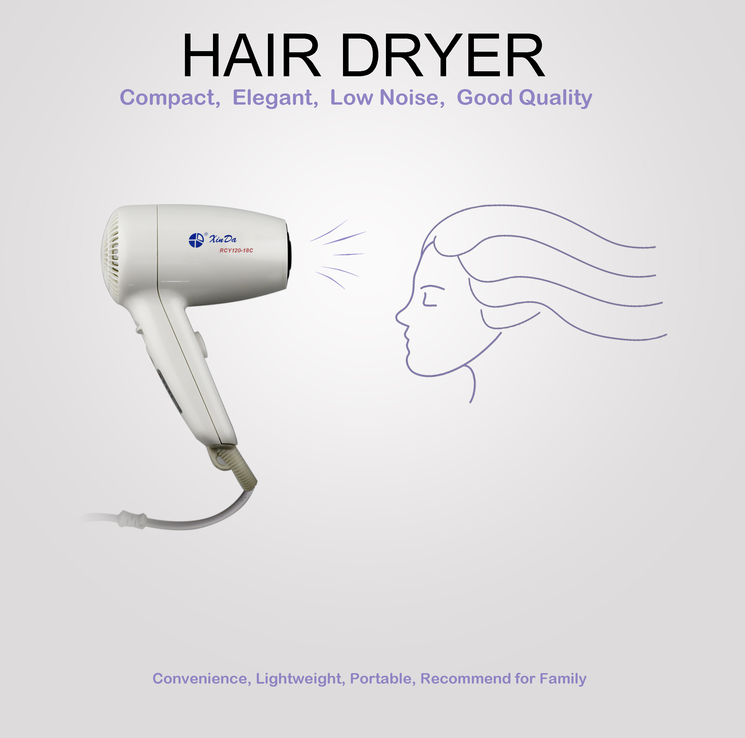 Sèche-cheveux électrique pour appareils ménagers et sèche-cheveux étudiant