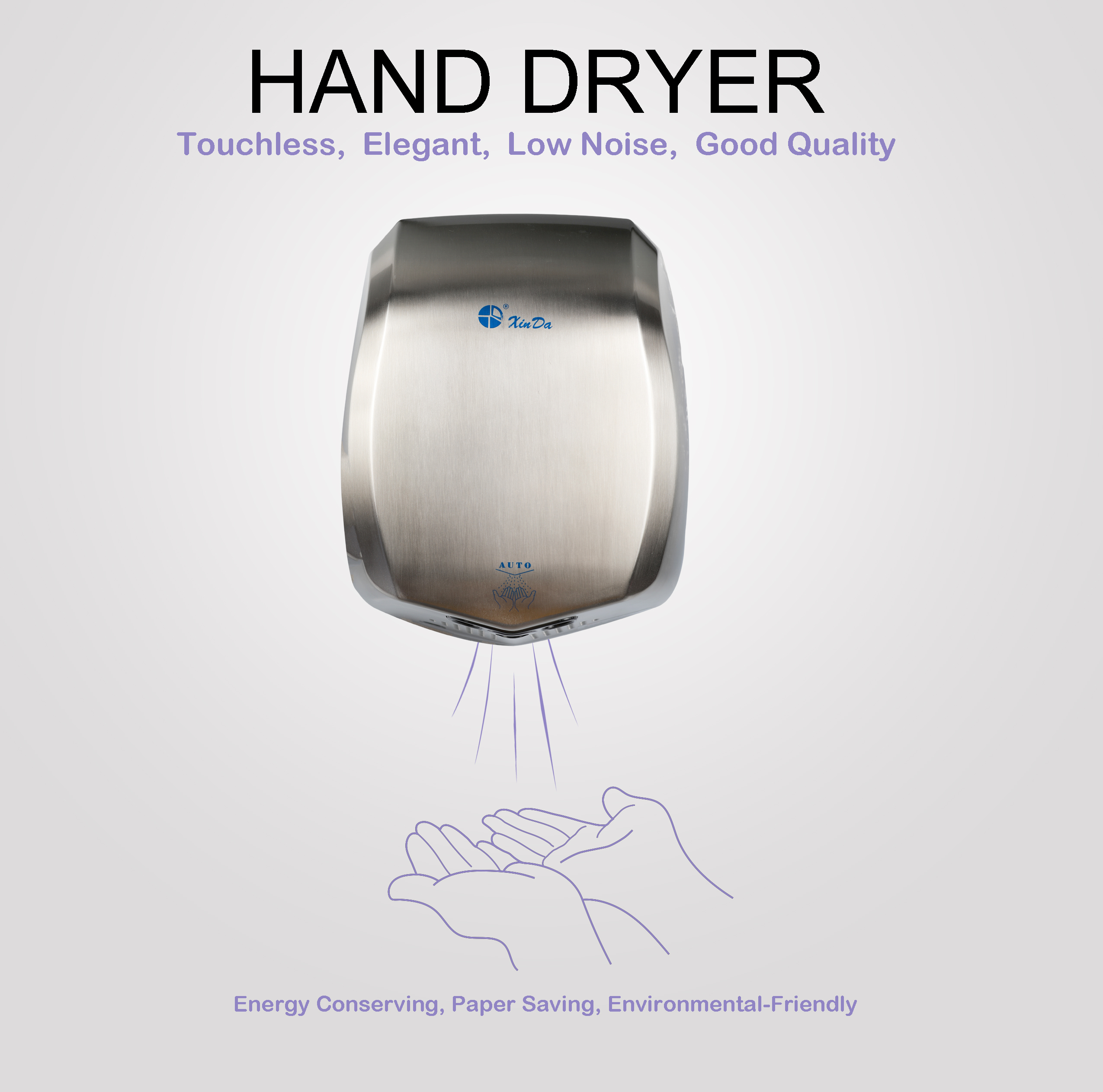 Sèche-mains à vent froid et chaud automatique à grande vitesse électrique commercial professionnel