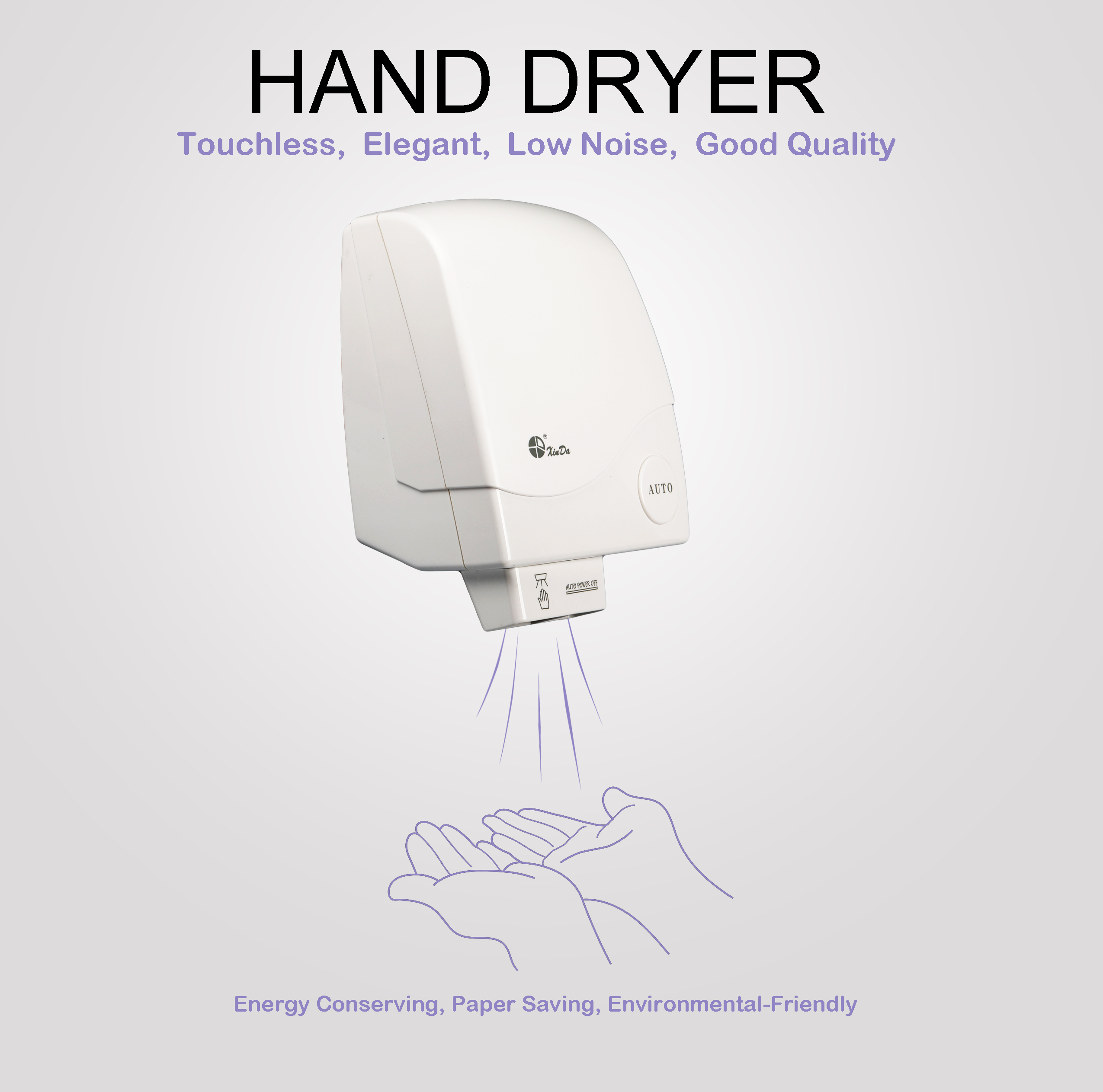 Sèche-mains électrique automatique à grande vitesse à double JET Air Uv Light Sèche-mains