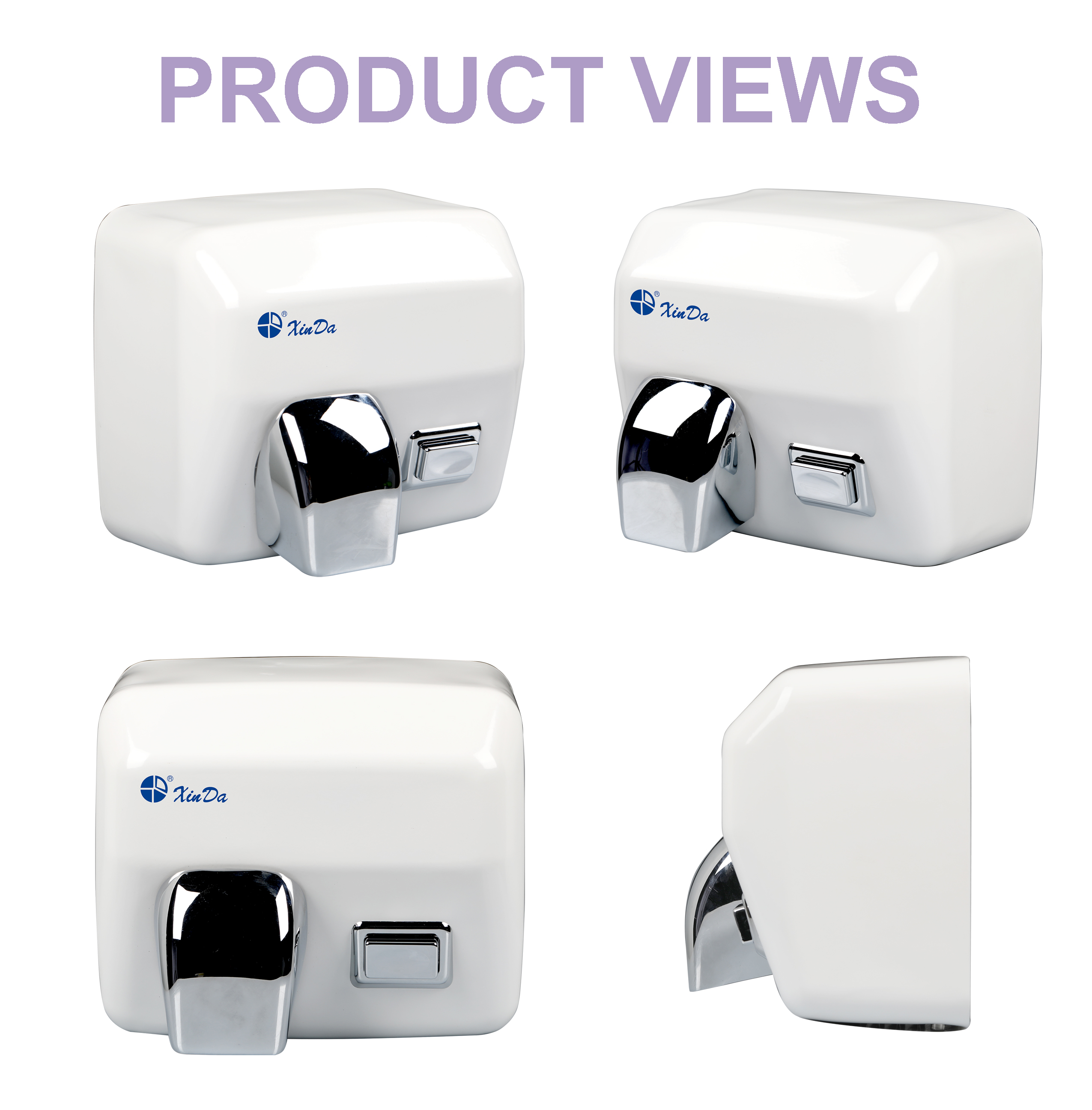 Le sèche-mains XinDa GSQ250C White Multi Color Single Jet Sèche-mains à induction automatique à piles Sèche-mains